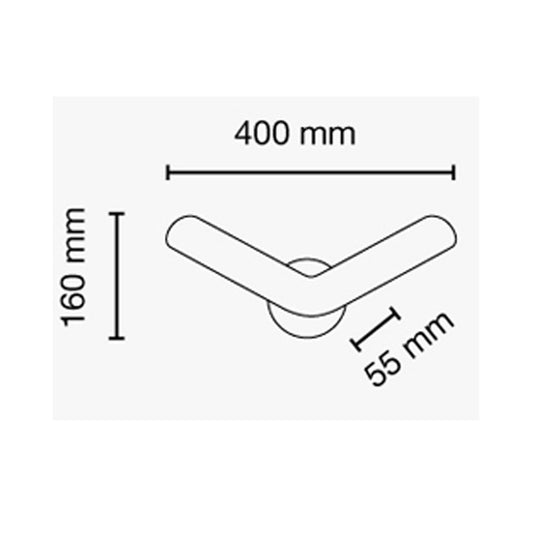 Aplique Boomerang fabricado en PVC color blanco con luz cálida