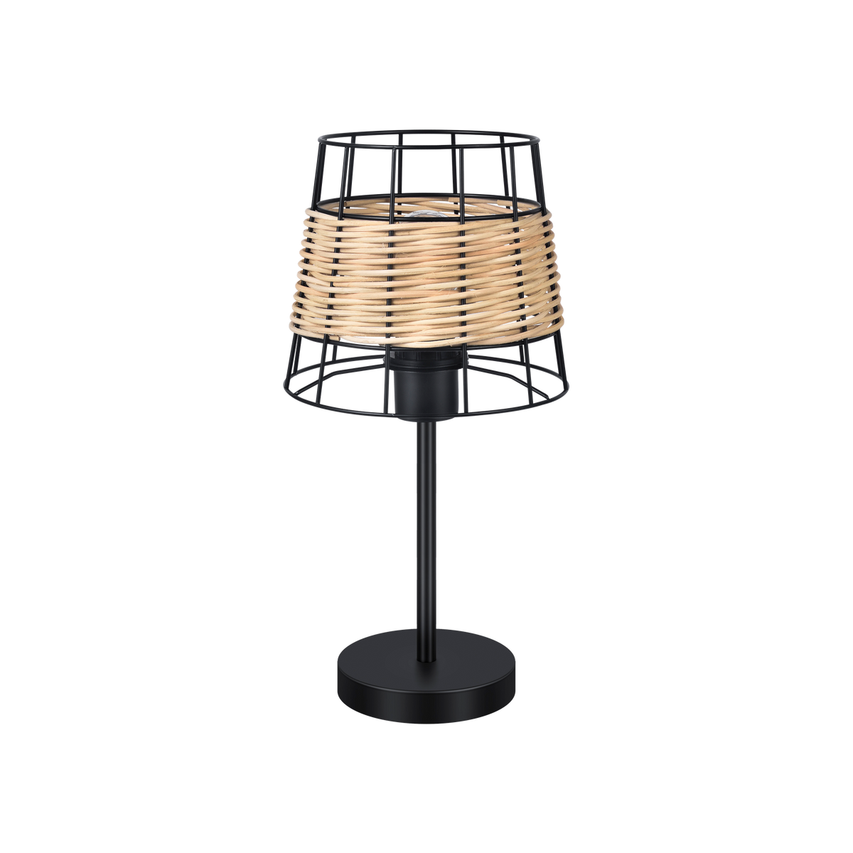Lámpara de Sobremesa Burano Forja y Rattán 41 cm Negro Fabrilamp - vista principal | Fabrilamp / Abrila · Ref. 190671009