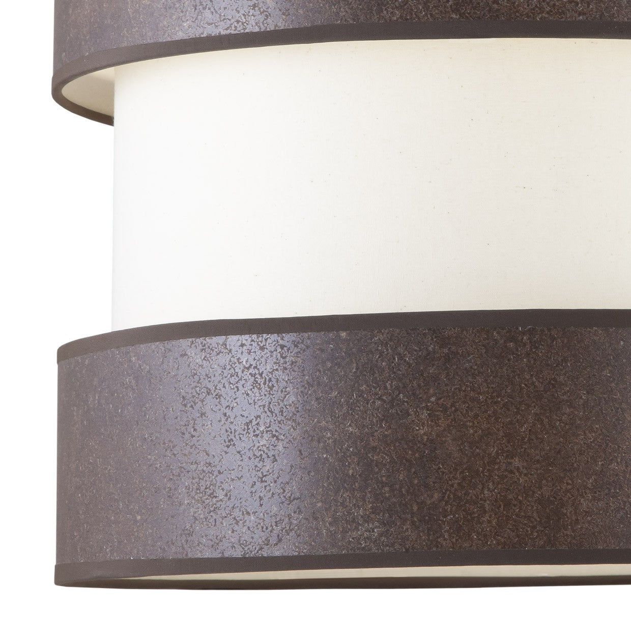 Detalle de pantallas óxido y coton crudo del colgante Dion Alemar