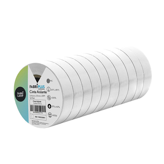 Cinta Aislante de PVC AISLANTE Blanca 25 mm x 20 m Fabrilamp - imagen 2 | Fabrilamp / Abrila · Ref. 190222001