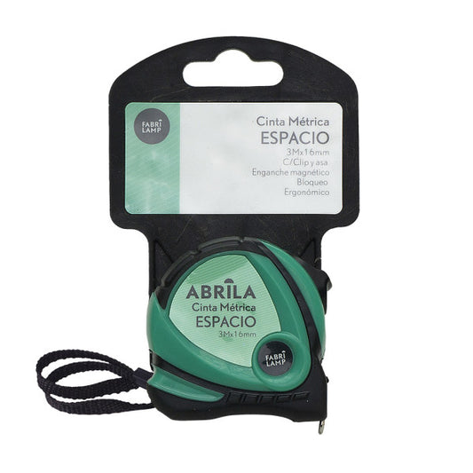 Cinta Métrica Espacio 3 m con Bloqueo y Enganche Magnético Negro/Verde Fabrilamp - imagen 2 | Fabrilamp / Abrila