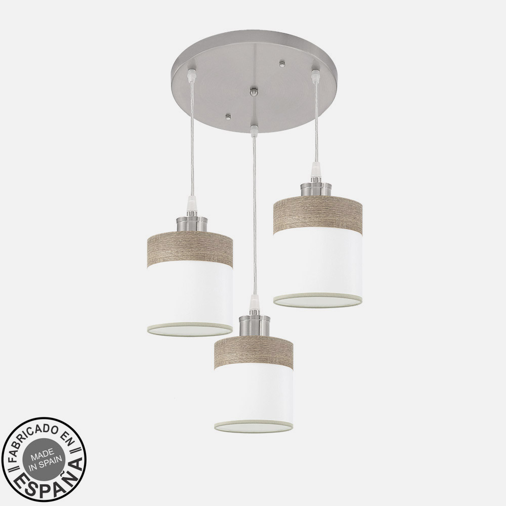 Plafón de Techo Cloe 3xE27 Níquel y Madera Gris Fabrilamp - imagen 2 | Fabrilamp / Abrila · Ref. 175483083