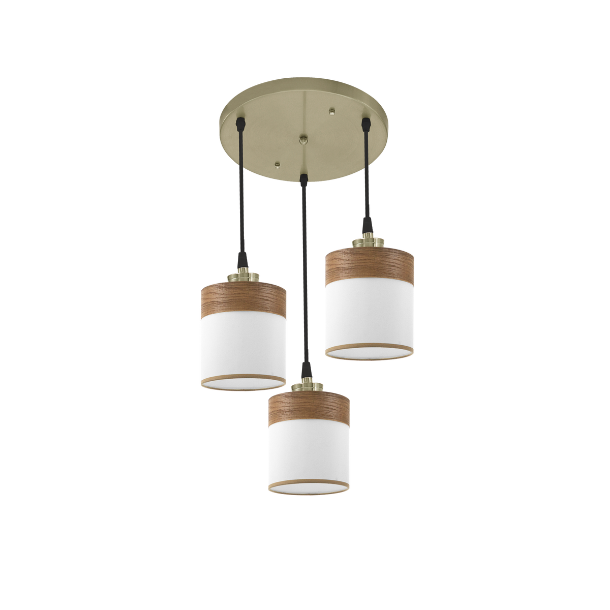 Plafón Clásico Bombilla Cloe Cuero y madera oscura – vista principal · Ref. 175483084