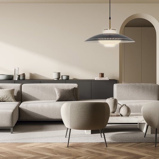 Medidas colgante LECARBU 11259, AJP/Alemar. Latón, negro y opal. LuzGuru.