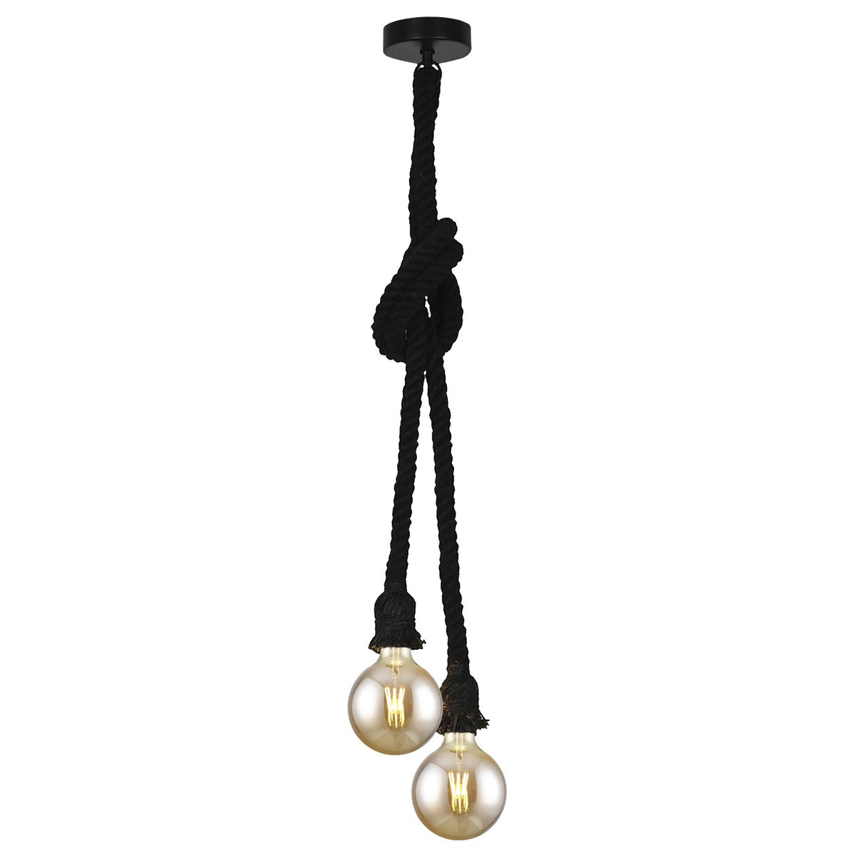 Lámpara Colgante Rope 2 Luces Cuerda de Cáñamo Negra Alemar - vista principal | AJP / Alemar