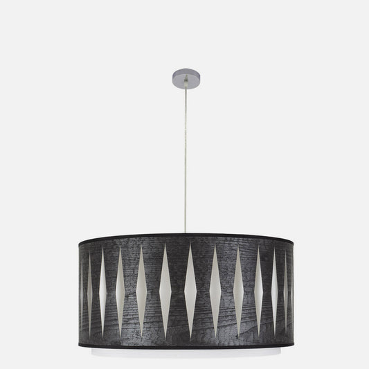 Colgante Alexandra fabricado en Metal color Cromo y Textil color Madera Negra