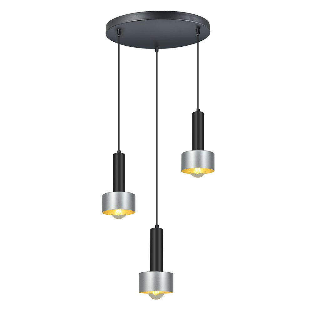 Lámpara Allende fabricada en metal color negro y aluminio color plata