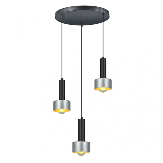 Lámpara Colgante Allende 3 Luces E27 Negro y Plata Fabrilamp - imagen 2 | Fabrilamp / Abrila