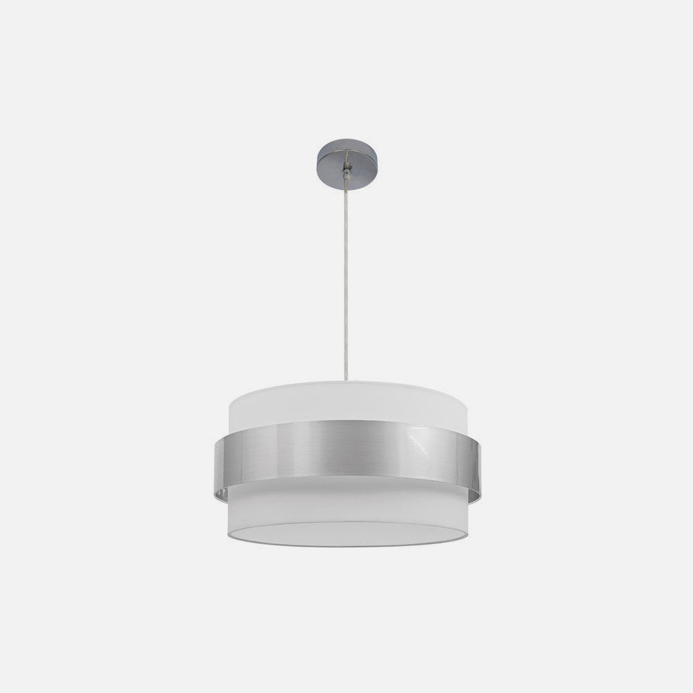 Lámpara Bremen fabricada en Metal y Textil color Cromo y Blanco Plata