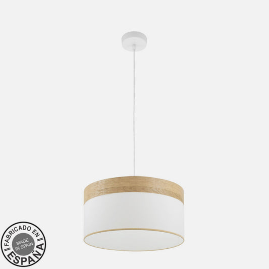 Lámpara Colgante Cloe 40 cm Blanco y Madera Clara Fabrilamp - imagen 2 | Fabrilamp / Abrila