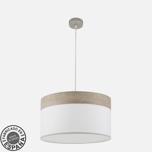 Lámpara Colgante Cloe 2xE27 50 cm Níquel y Madera Gris Fabrilamp - imagen 2 | Fabrilamp / Abrila