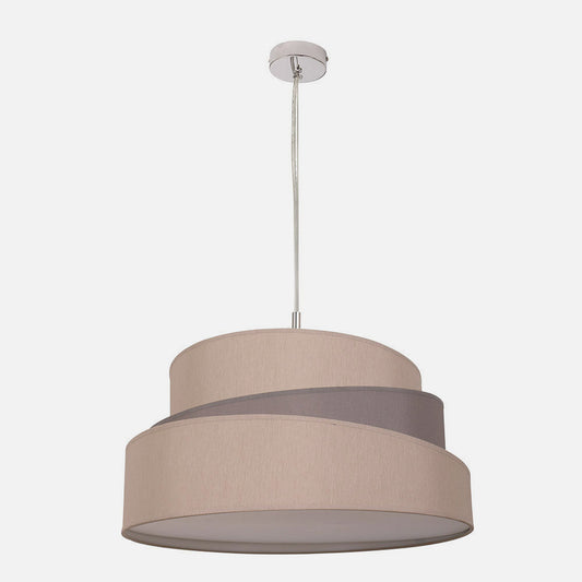 Colgante Colonia fabricado en Metal color Cromo con pantalla Textil Gris Topo