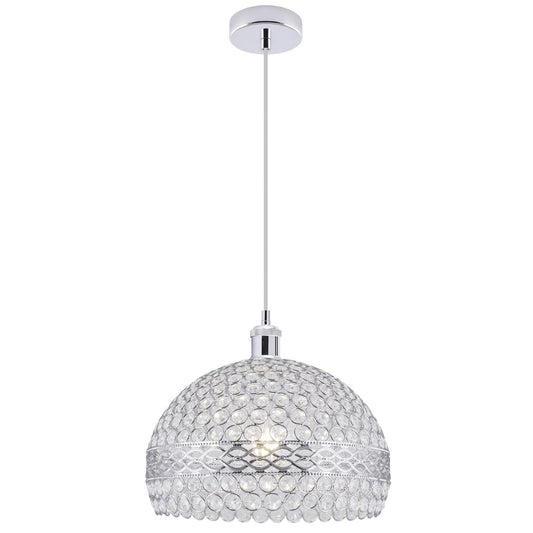 Colgante Gema AJP/Alemar (Ref. 10275): medidas detalladas. Elegante diseño cromado, compatible con bombilla E27 60W. Iluminación moderna para tu hogar. LuzGuru.