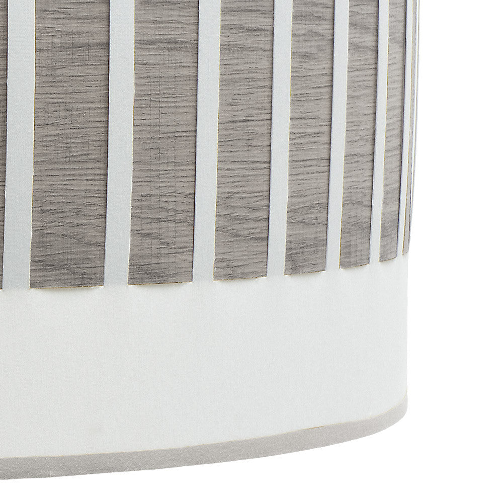 Lámpara colgante fabricada en metal níquel y textil blanco/madera gris, color níquel y madera