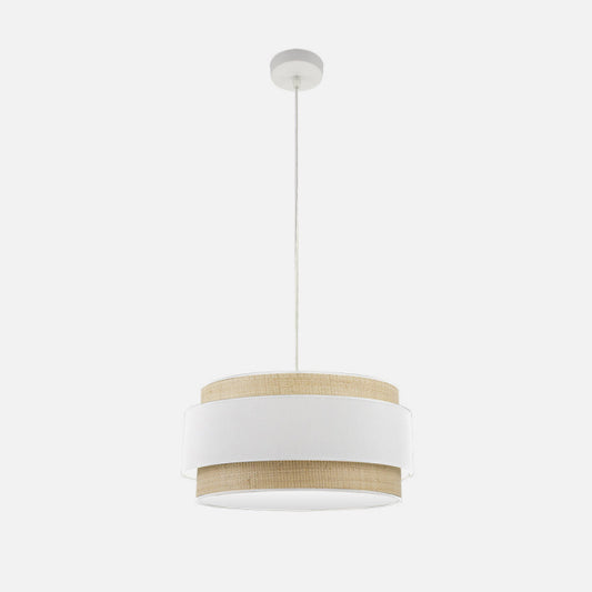 Lámpara Colgante Kandy 50 cm 2xE27 Textil Natural y Blanco Fabrilamp - imagen 2 | Fabrilamp / Abrila