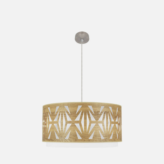 Lámpara Colgante Katerina 3xE27 60 cm Níquel y Madera Clara Fabrilamp - imagen 2 | Fabrilamp / Abrila