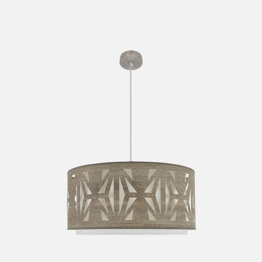 Colgante Katerina fabricado en metal color níquel y textil madera gris