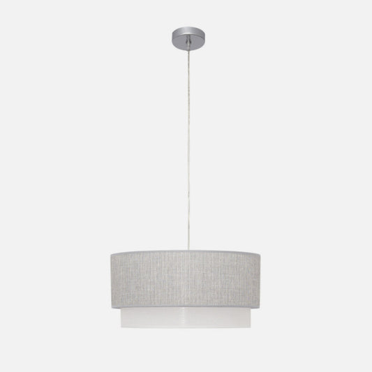 Lámpara Colgante Kenya 3xE27 40 cm Pantalla Textil Gris y Blanco Fabrilamp - imagen 2 | Fabrilamp / Abrila