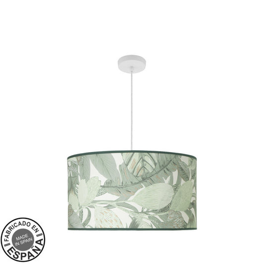Lámpara Colgante Moda 3xE27 con Pantalla 50 cm Fabrilamp - Hoja Verde, Blanco | Fabrilamp / Abrila · Ref. 212495011