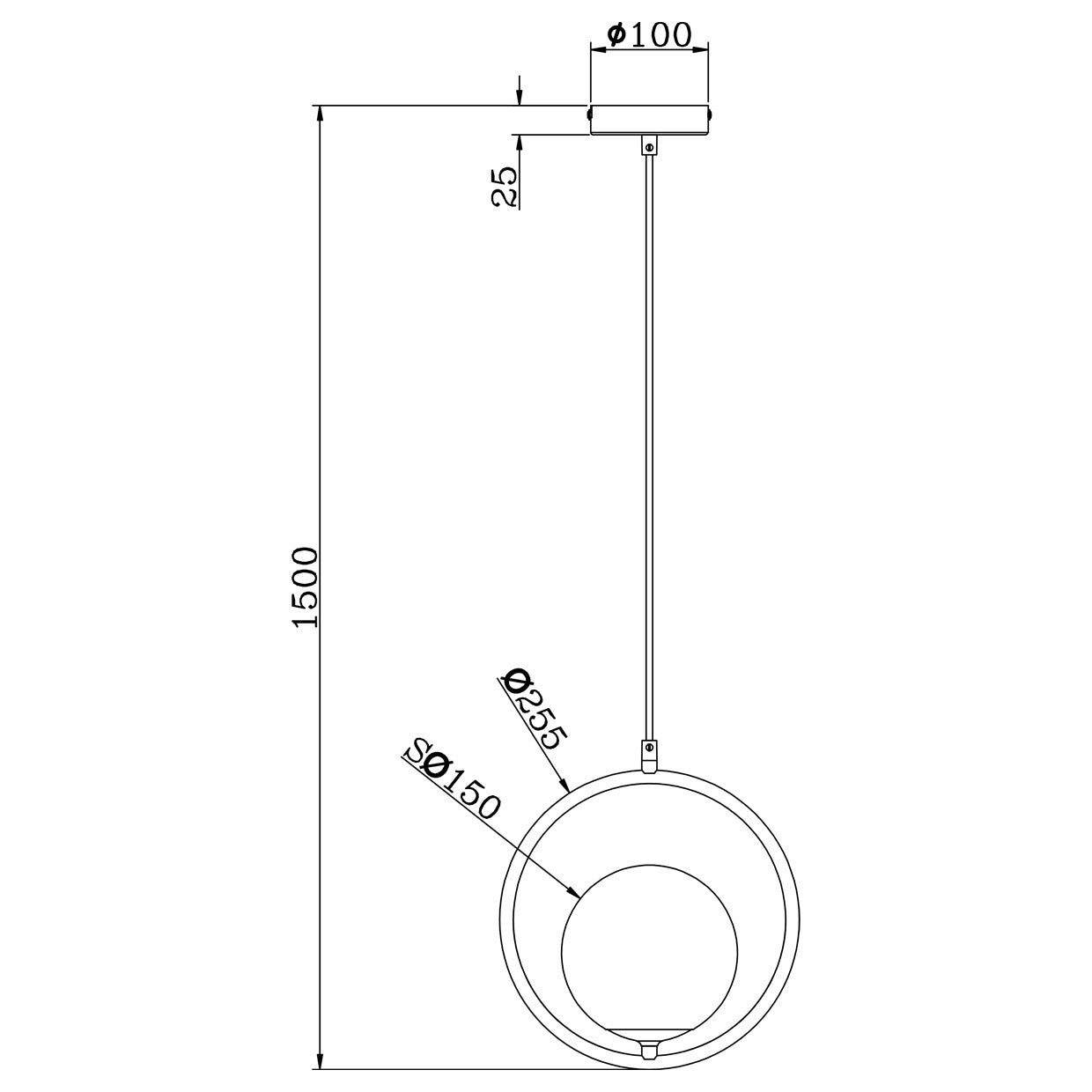Medidas colgante Odil Latón AJP/Alemar (Ref. 11310) - luzguru.com