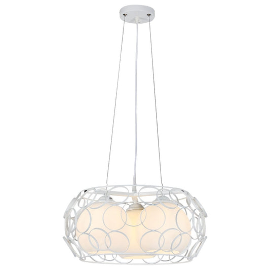 Colgante Peregrino fabricado en metal color blanco con tulipas de cristal