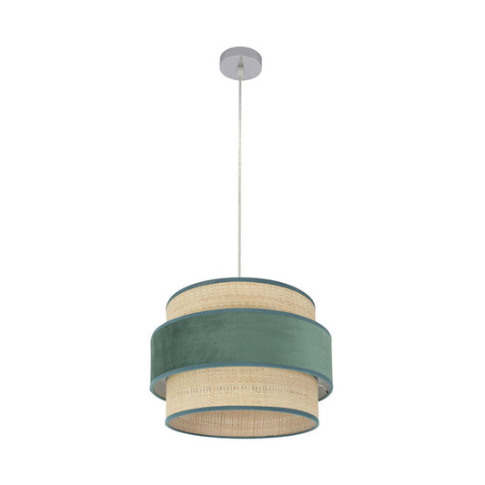 Colgante Reyes fabricado en Metal color Cromo y Textil color Natural/Verde