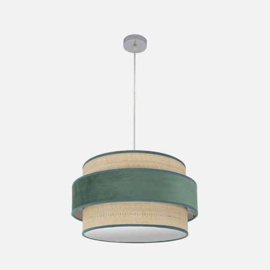 Lámpara Colgante Reyes 50 cm Terciopelo Verde y Arpillera Fabrilamp - imagen 2 | Fabrilamp / Abrila