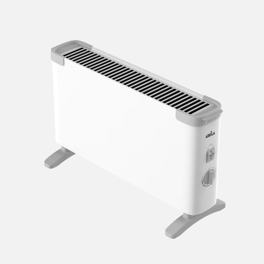 Convector Eléctrico Nectar 2000 W Blanco con Termostato Fabrilamp instalada en ambiente decorativo de salón o dormitorio | Fabrilamp / Abrila