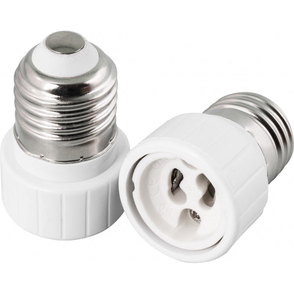 Conversor de Casquillo GU10 a E27 Blanco Fabrilamp - vista principal | Fabrilamp / Abrila