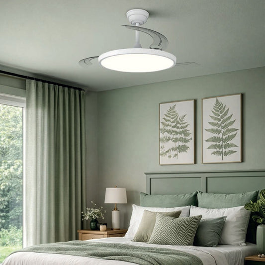 Ventilador de Techo con Luz LED Cookie 60W Aspas Retráctiles Blanco CristalRecord - imagen 2 | CristalRecord