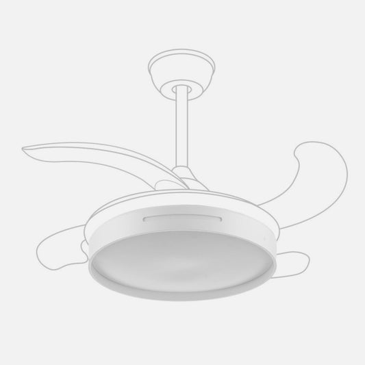 Difusor Ventilador Mbatis 48 cm Blanco Fabrilamp instalada en ambiente decorativo de salón o dormitorio | Fabrilamp / Abrila