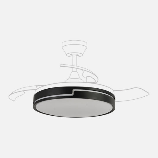Difusor Ventilador Olimpia Grande 107 cm Negro Fabrilamp instalada en ambiente decorativo de salón o dormitorio | Fabrilamp / Abrila