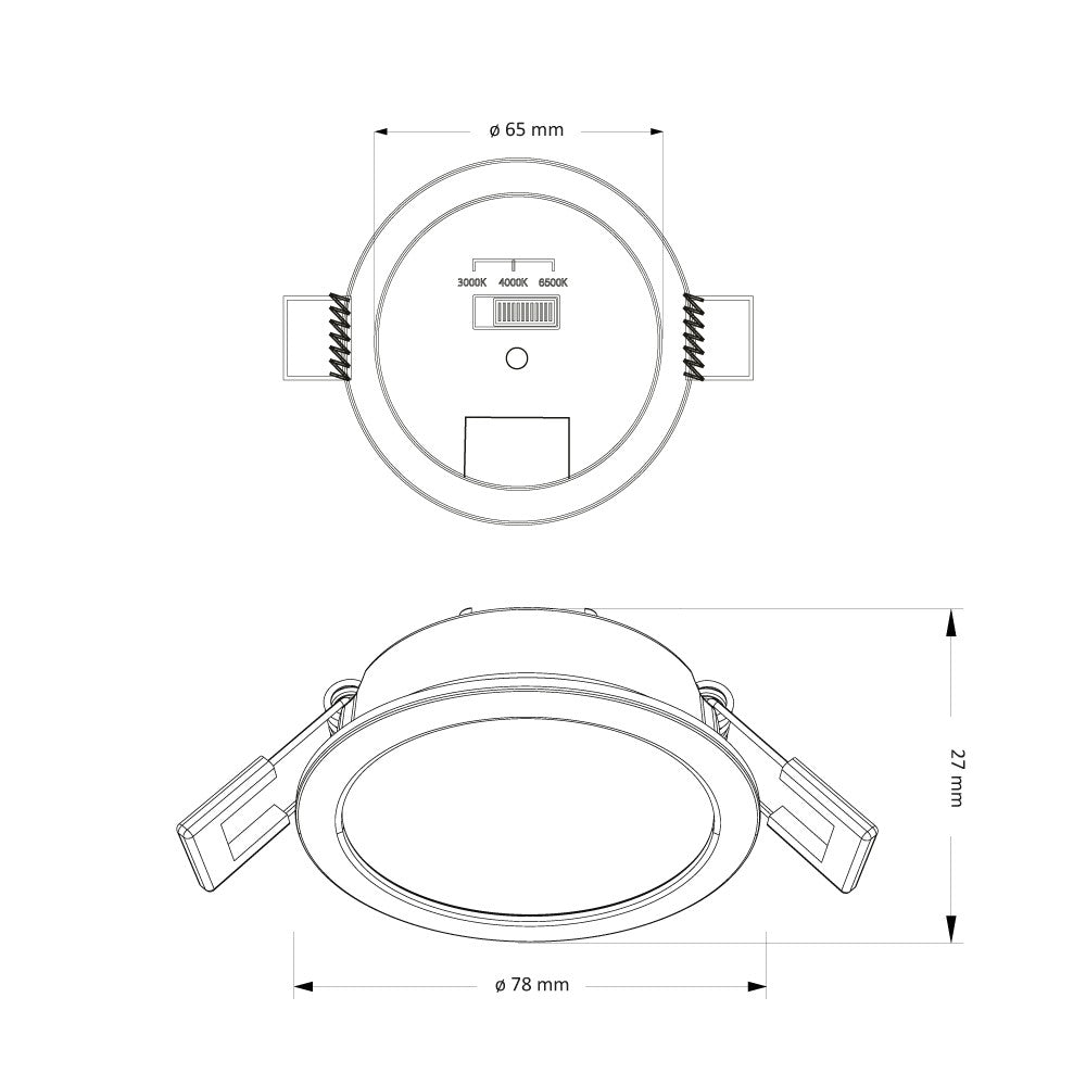 Downlight Lannic fabricado en blanco, con temperatura de color ajustable