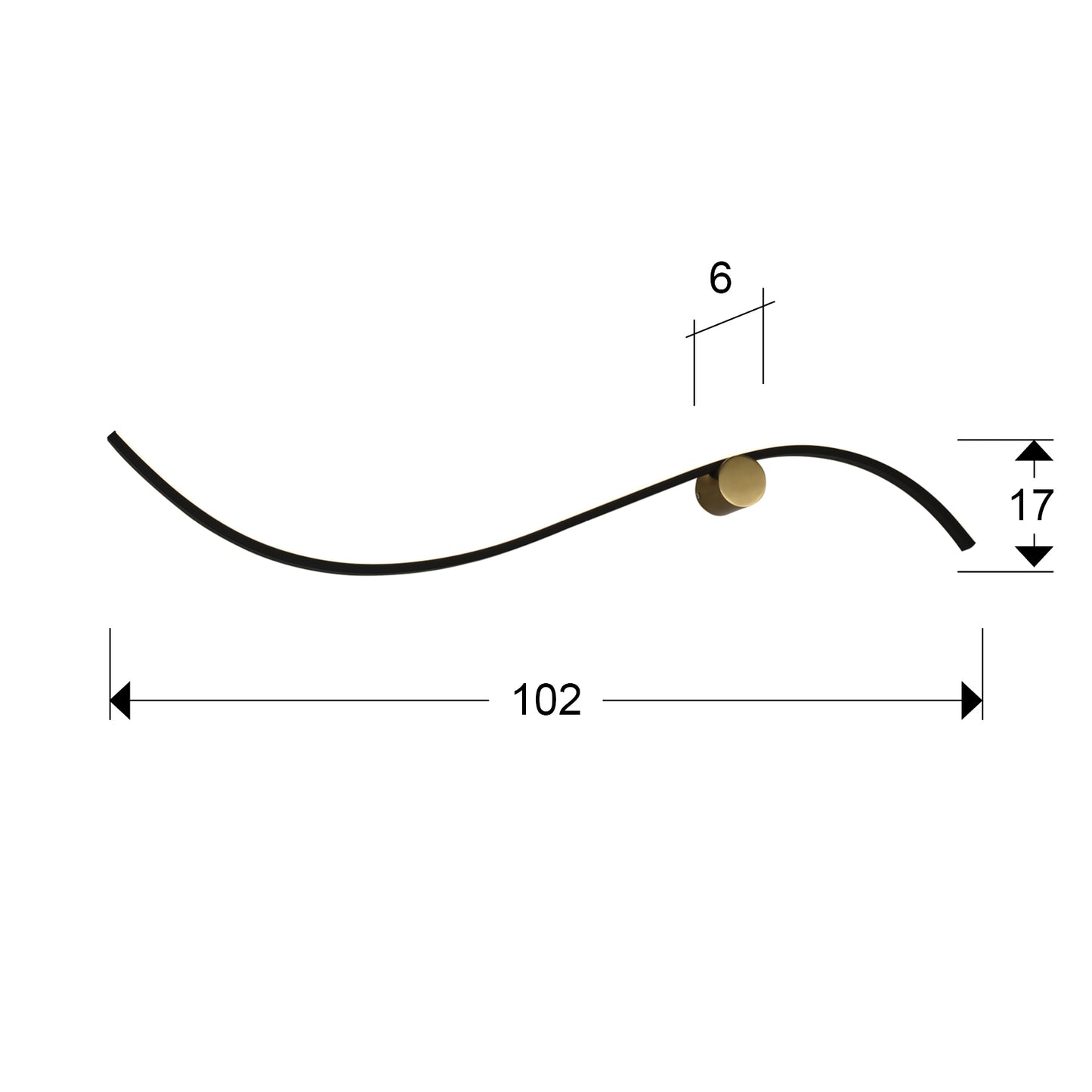 Aplique de pared Schuller Siloe 483265, medidas: 102x17x6cm. Negro Oro. Iluminación eficiente LED.