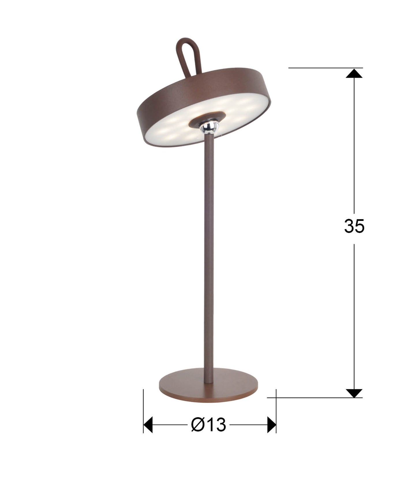 Medidas Lámpara Sobremesa LED Gong Schuller 551821: 35cm (alto) x 13cm (diámetro), 0.67kg. Iluminación interior/exterior.