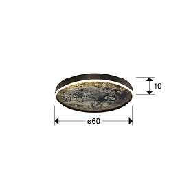 Medidas Plafón LED Schuller Stone Negro 803359: Ø60cm, Alto 10cm. Iluminación moderna para interior.