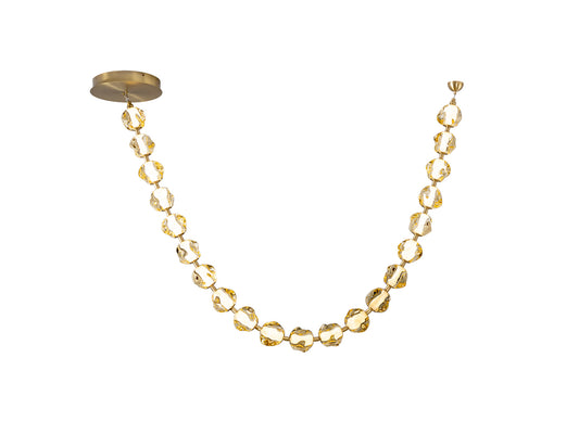 Lámpara de techo LED Schuller Zaria II (448765) - Detalle de la elegante estructura en bronce con 21 tulipas de acrílico ámbar. Iluminación moderna y regulable.