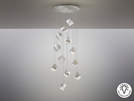 Lámpara Moderna Cromada 12 Luces - Schuller Priscila | luzguru.com