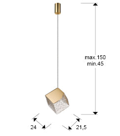 Medidas Lámpara Schuller Priscila Oro (720137): 24x24x21.5cm, altura regulable 45-150cm. luzguru.com