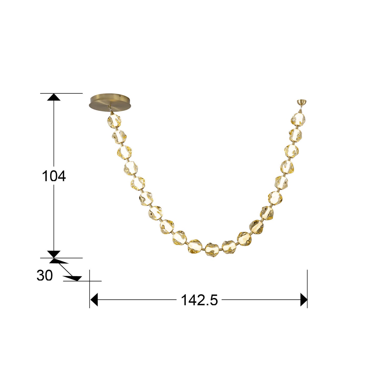 Medidas Lámpara Schuller Zaria II 448765: 142,5x104x30 cm. Iluminación LED moderna bronce/ámbar.