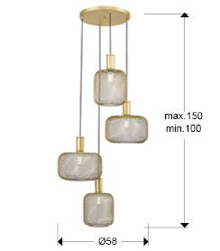 Medidas Lámpara Schuller Osiris Oro (910460): Ø58cm, Alto regulable 100-150cm. Luzguru.