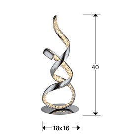Medidas lámpara sobremesa Schuller Sinua Cromada 791052: 18x40x16 cm. Acero, aluminio y cristal.