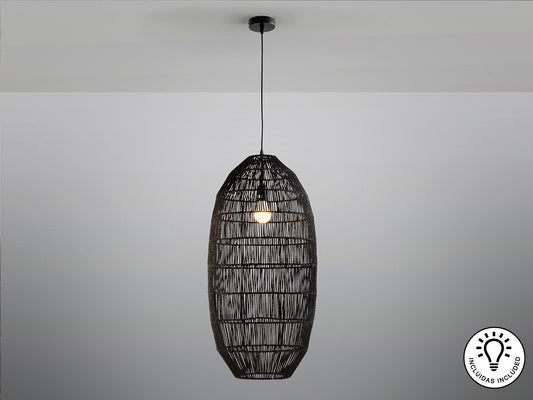 Lámpara de Papel Trenzado Negra - Schuller Tizne | luzguru.com