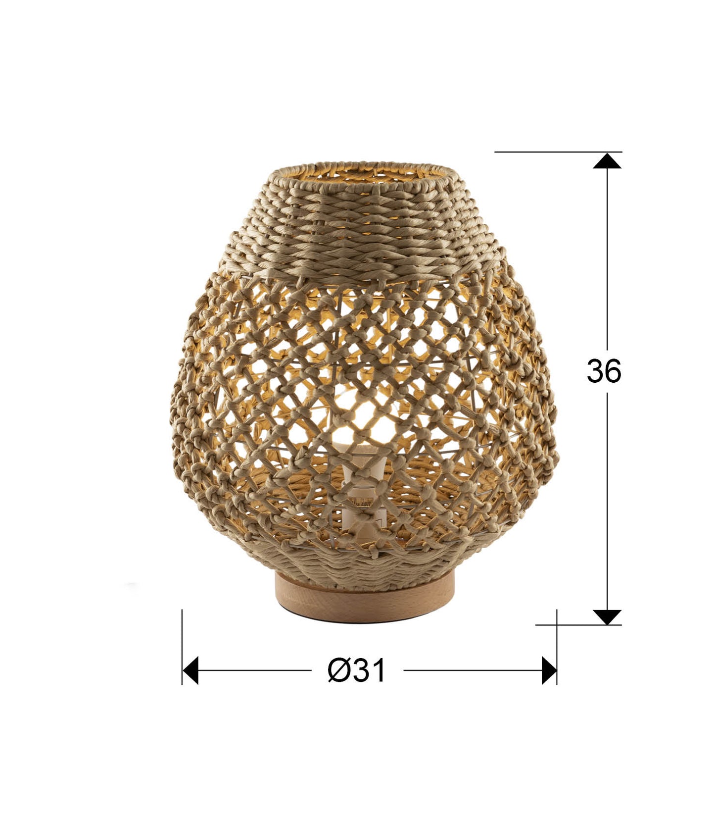 Medidas Lámpara Sobremesa Schuller Yaiza Beige (Ref. 514134): 36cm (alto) x 31cm (diámetro). luzguru.com