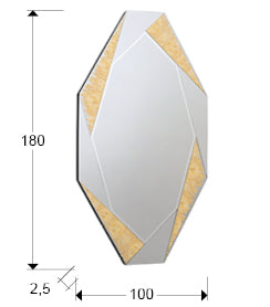 Medidas espejo Schuller Laverna Oro (Ref. 434829): 100x180x3 cm. Espejo grande con marco de 17cm, luna biselada 82x152cm.