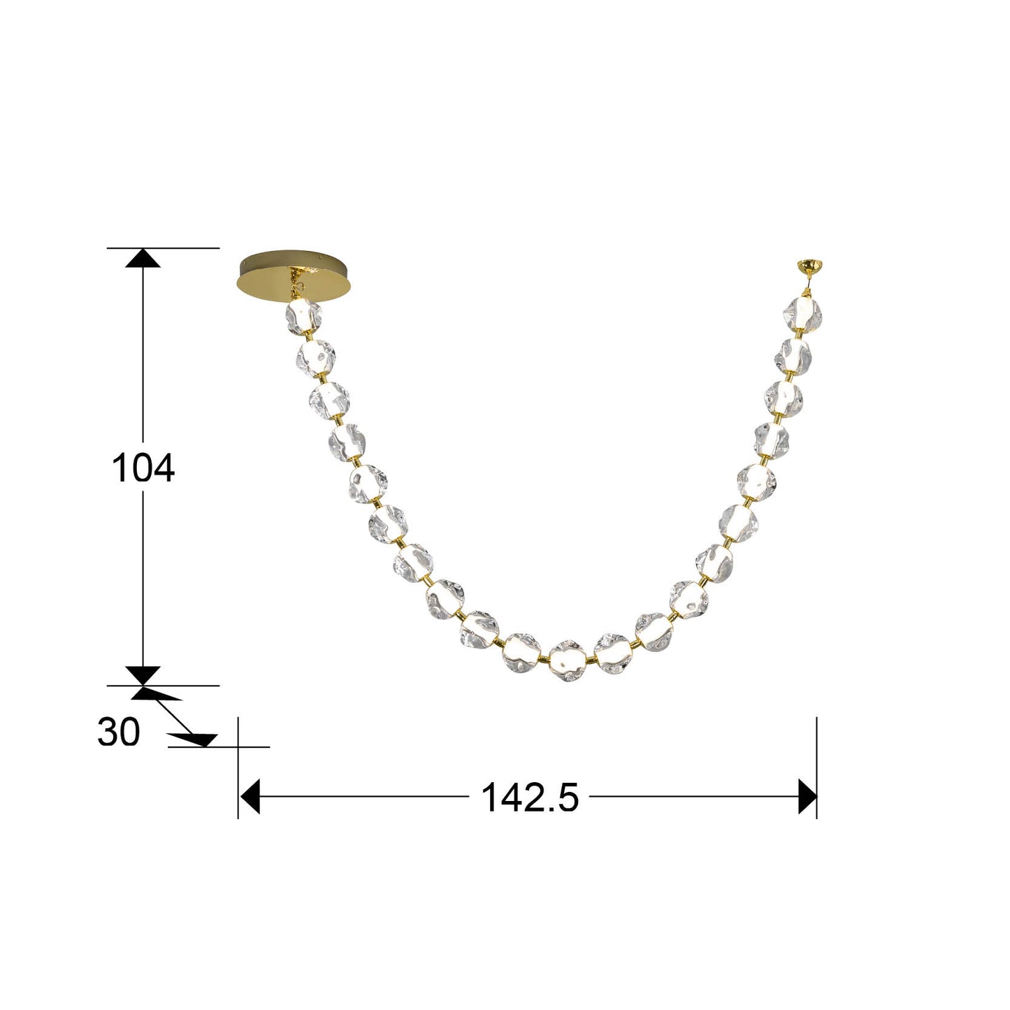 Medidas Lámpara Zaria II SCHULLER 448796: 142,5x104x30 cm. Iluminación LED 7129 lúmenes.