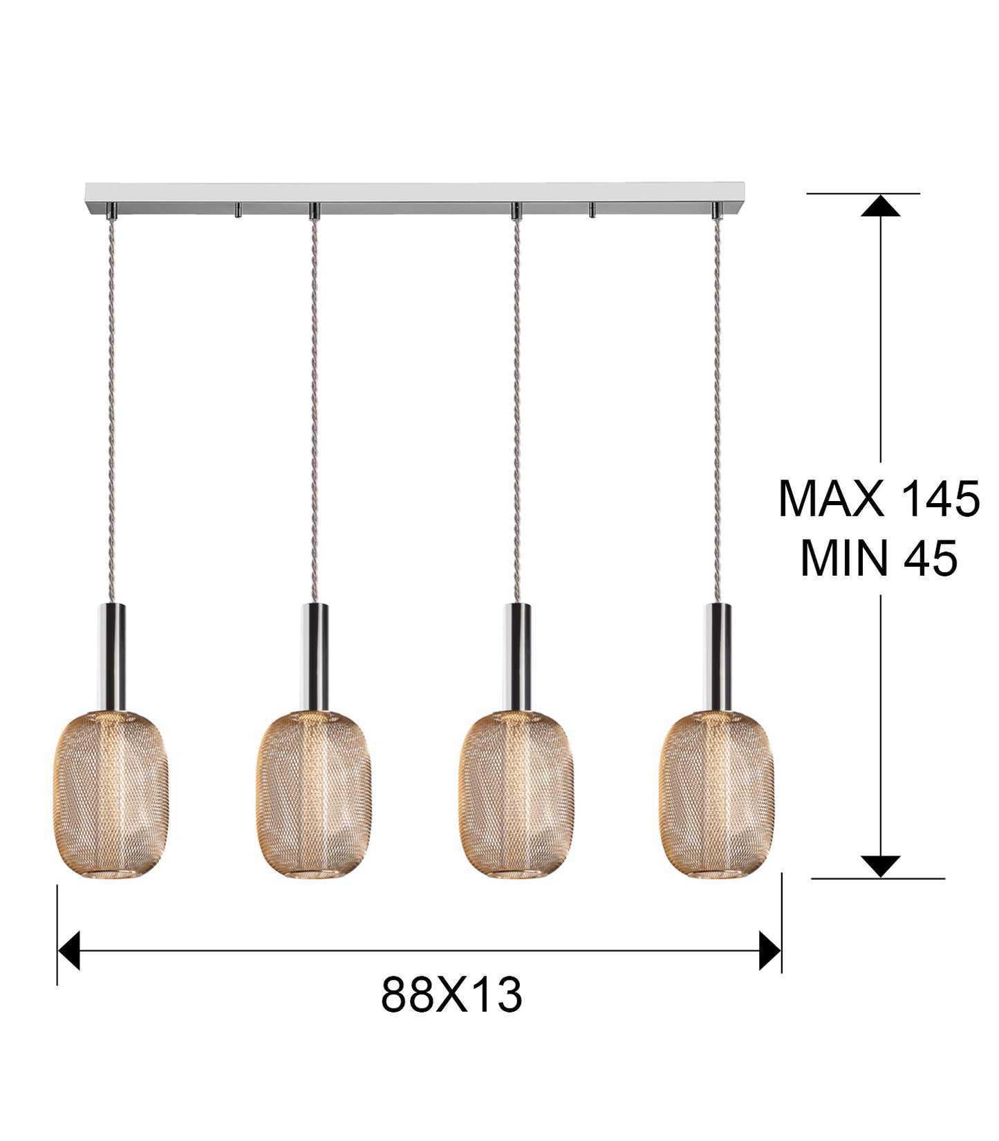 Medidas Lámpara Techo LED Schuller Micrón 413756: 88x30x13 cm. Diseño moderno cromo/oro.