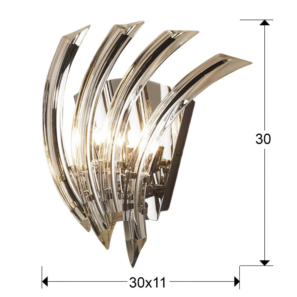 Medidas Aplique Pared Schuller Eloise 711021: 30x30x11 cm. Cristal y metal cromado.