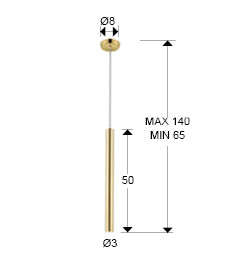 Medidas Lámpara Varas Oro Schuller 373091: Altura regulable 65-140cm, pantalla Ø3cm, altura pantalla 50cm, florón Ø8cm.