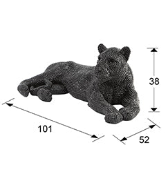 Medidas Figura Leona Negra Schuller 946370: 101x38x52 cm. Figura decorativa de poliresina, 13.8kg.